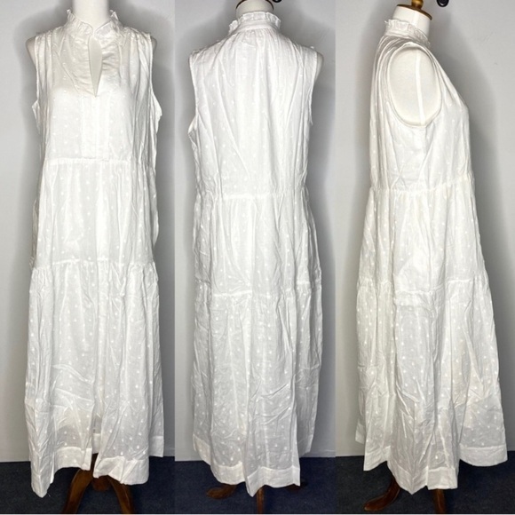Wishlist Apparel Maxi Dress Tiered White Dot M flowy boho summer - Picture 1 of 3